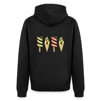 Eis - Unisex Premium Bio Zip Hoodie - Schwarz - Hinten - Nico (187cm)