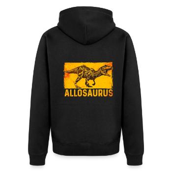 Allosaurus Dinosaurier - Unisex Premium Bio Zip Hoodie - Schwarz - Hinten - Nico (187cm)