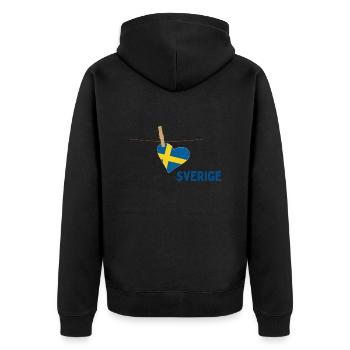Herz Sverige - Unisex Premium Bio Zip Hoodie - Schwarz - Hinten - Nico (187cm)