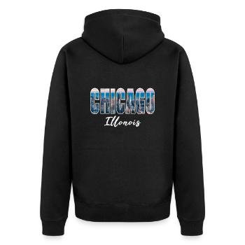 Chicago Illonois - Unisex Premium Bio Zip Hoodie - Schwarz - Hinten - Nico (187cm)