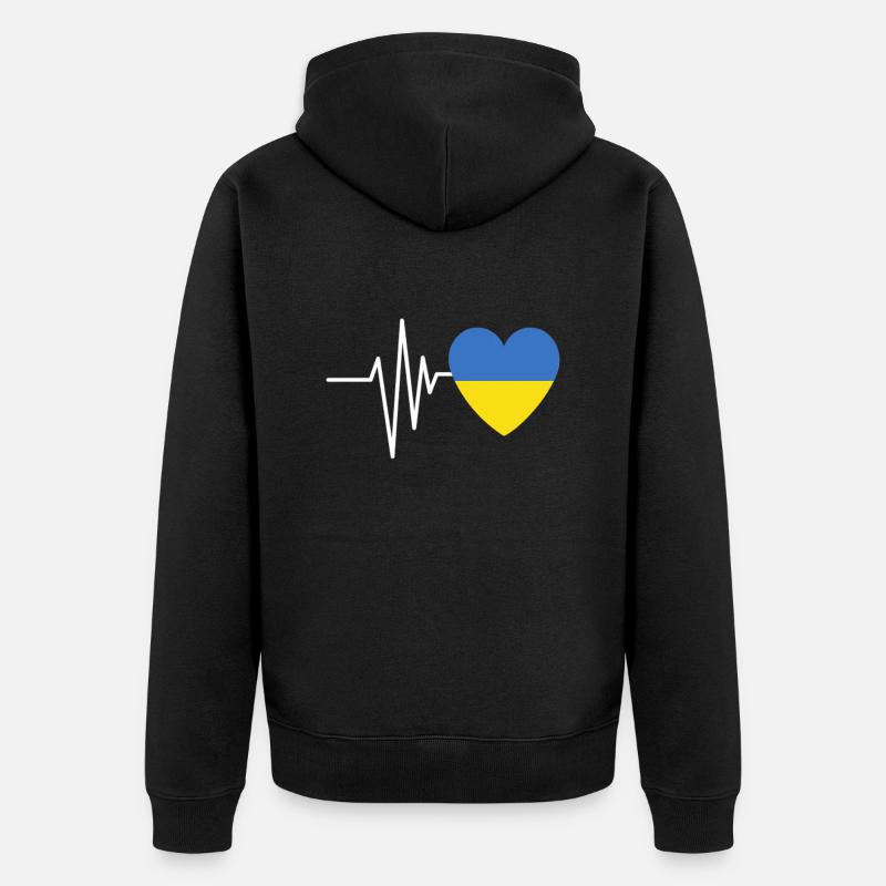 Ukraine Lover Heartbeat - Veste à capuche bio Premium Unisexe - noir