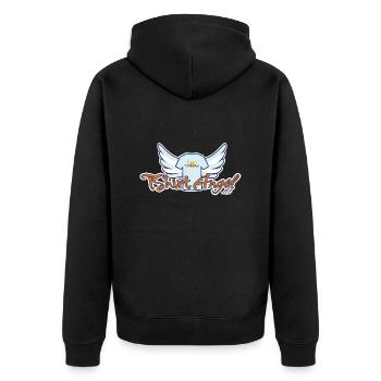 TShirtAngel.de Logo - Unisex Premium Organic Zip Hoodie - black - Back - Nico (187cm)