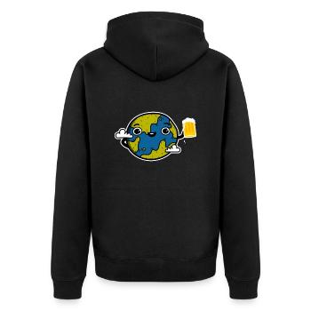 Planète Bière - Unisex Premium Organic Zip Hoodie - black - Back - Nico (187cm)