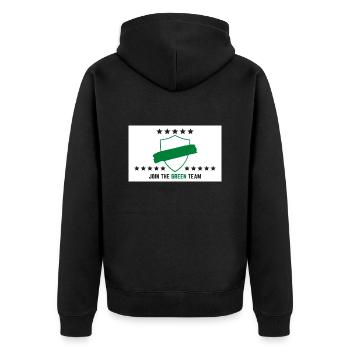 JOIN THE GREEN TEAM // WHITE VERSION - Unisex Premium Bio Zip Hoodie - Schwarz - Hinten - Nico (187cm)