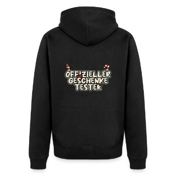 Weihnachten Offizieller Geschenketester - Unisex Premium Bio Zip Hoodie - Schwarz - Hinten - Nico (187cm)