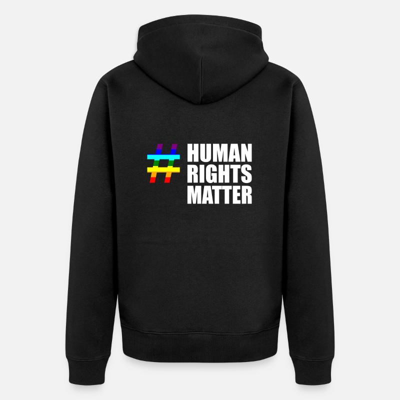 Menschenrechte human rights matter regenbogen - Unisex Premium Bio Zip Hoodie - Schwarz