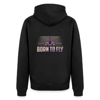 Born To Fly Aviation Pilot Airline - Veste à capuche bio Premium Unisexe - noir - Dos - Nico (187cm)