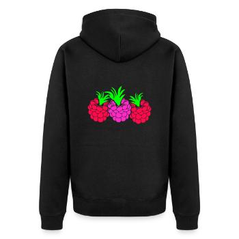 Himbeeren - Unisex Premium Bio Zip Hoodie - Schwarz - Hinten - Nico (187cm)