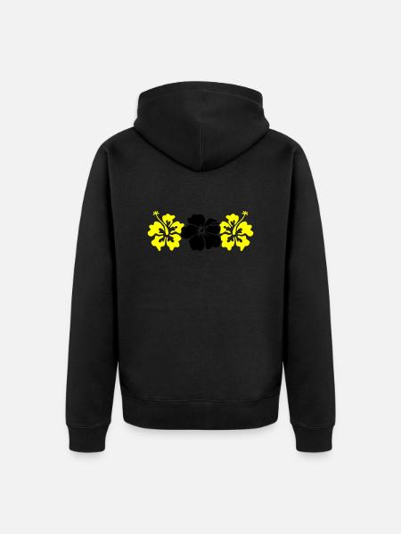 Fleurs d’hibiscus - Veste à capuche bio Premium Unisexe - noir