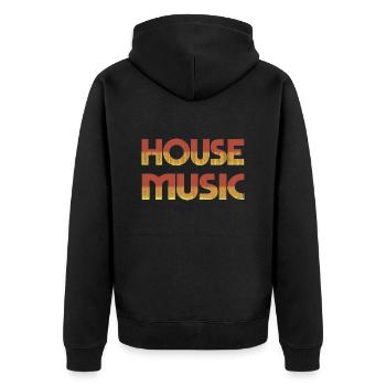 House Musik Wärme - Unisex Premium Bio Zip Hoodie - Schwarz - Hinten - Nico (187cm)