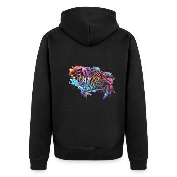 Säbelzahntiger - Unisex Premium Bio Zip Hoodie - Schwarz - Hinten - Nico (187cm)