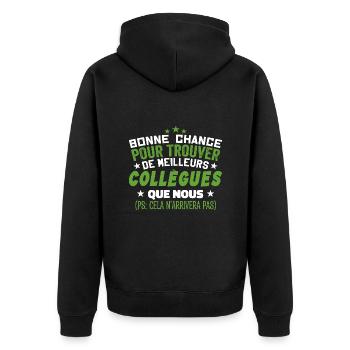 Humour Collègue Collègues Cadeau Départ Retraite - Veste à capuche bio Premium Unisexe - noir - Dos - Nico (187cm)