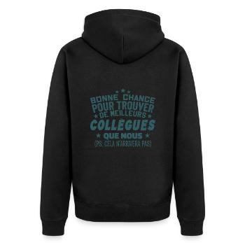 Humour Collègue Collègues Cadeau Départ Retraite - Veste à capuche bio Premium Unisexe - noir - Dos - Nico (187cm)