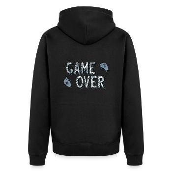 game over - Unisex Premium Organic Zip Hoodie - black - Back - Nico (187cm)
