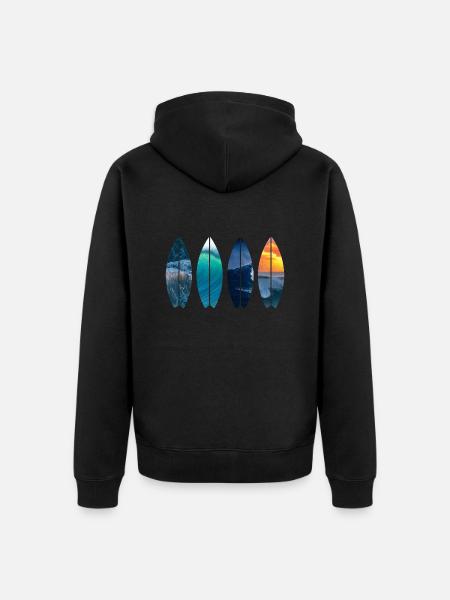 Surfer Geschenk Vintage - Unisex Premium Bio Zip Hoodie - Schwarz
