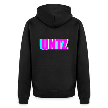 Untz Rave - Unisex Premium Bio Zip Hoodie - Schwarz - Hinten - Nico (187cm)
