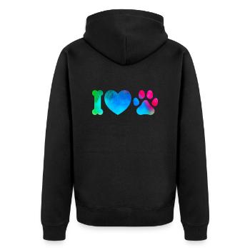 Love dogs - Unisex Premium Bio Zip Hoodie - Schwarz - Hinten - Nico (187cm)