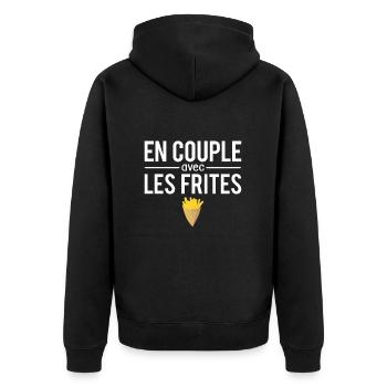 En couple avec les frites fast food humour - Veste à capuche bio Premium Unisexe - noir - Dos - Nico (187cm)