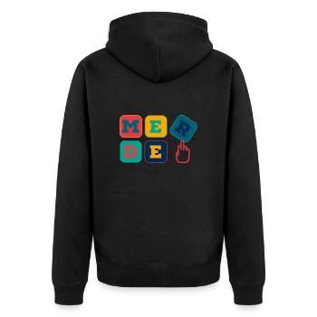 Merde! - Stinkefinger - Unisex Premium Bio Zip Hoodie - Schwarz - Hinten - Nico (187cm)