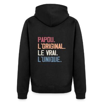 Papou L'original Le Vrai L'unique Cadeau Rétro - Veste à capuche bio Premium Unisexe - noir - Dos - Nico (187cm)