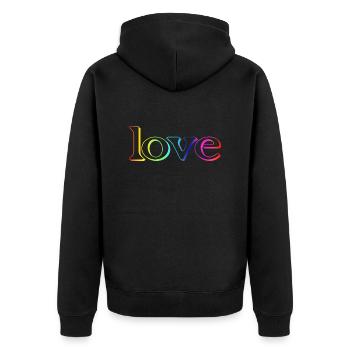 love - Unisex Premium Bio Zip Hoodie - Schwarz - Hinten - Nico (187cm)