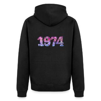 50e anniversaire vintage rétro Né en 1973 Anniversaire - Veste à capuche bio Premium Unisexe - noir - Dos - Nico (187cm)
