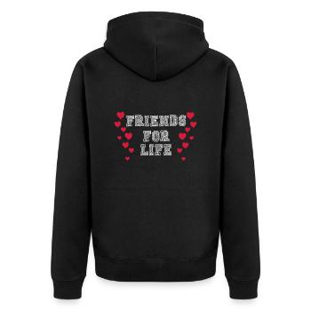 friends for life - Unisex Premium Organic Zip Hoodie - black - Back - Nico (187cm)