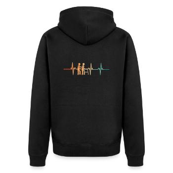Herzschlag-Physiotherapie - Unisex Premium Bio Zip Hoodie - Schwarz - Hinten - Nico (187cm)