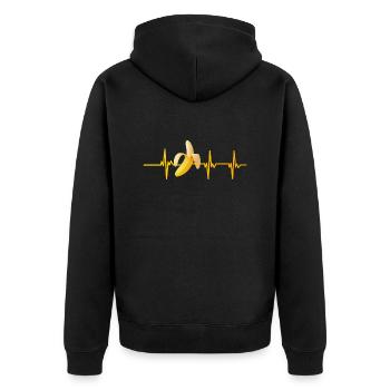 Banana heartbeat - Unisex Premium Organic Zip Hoodie - black - Back - Nico (187cm)