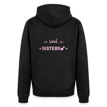 Freunde für immer - Unisex Premium Bio Zip Hoodie - Schwarz - Hinten - Nico (187cm)