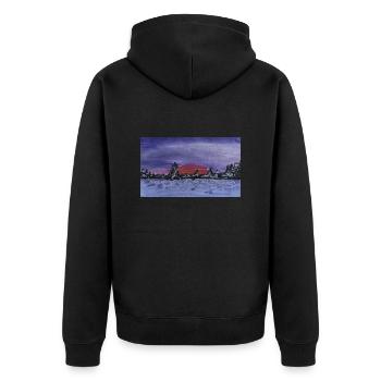 Lila Winter - Unisex Premium Bio Zip Hoodie - Schwarz - Hinten - Nico (187cm)
