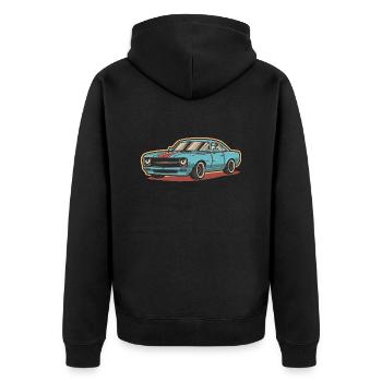 AUTOS - Unisex Premium Bio Zip Hoodie - Schwarz - Hinten - Nico (187cm)
