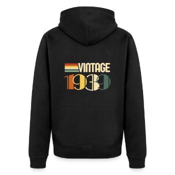 Vintage 1939 - 1939 Birthday Gift - Unisex Premium Organic Zip Hoodie - black - Back - Nico (187cm)