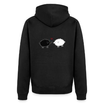 Sheep - Unisex Premium Organic Zip Hoodie - black - Back - Nico (187cm)