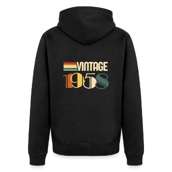 Jahrgang 1958 - 1958 Jubiläumsgeschenk - Unisex Premium Bio Zip Hoodie - Schwarz - Hinten - Nico (187cm)
