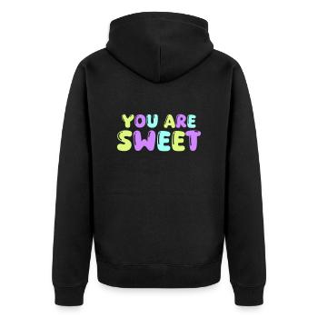 you are sweet - Unisex Premium Bio Zip Hoodie - Schwarz - Hinten - Nico (187cm)