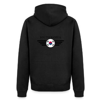 Südkorea Stil Design T-Shirt - Unisex Premium Bio Zip Hoodie - Schwarz - Hinten - Nico (187cm)