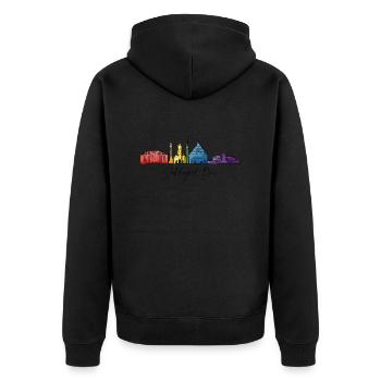 Stuttgart Bua - Unisex Premium Bio Zip Hoodie - Schwarz - Hinten - Nico (187cm)