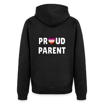 Stolze Eltern Lesben-Flagge - Unisex Premium Bio Zip Hoodie - Schwarz - Hinten - Nico (187cm)