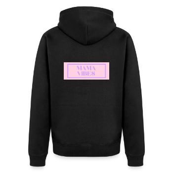 mama vibes - Unisex Premium Bio Zip Hoodie - Schwarz - Hinten - Nico (187cm)