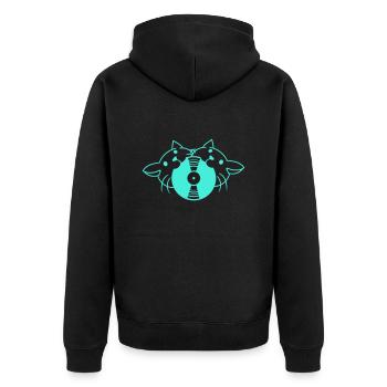 2 DJ Katzen Freunde Team Essen Musik Schallplatte - Unisex Premium Bio Zip Hoodie - Schwarz - Hinten - Nico (187cm)