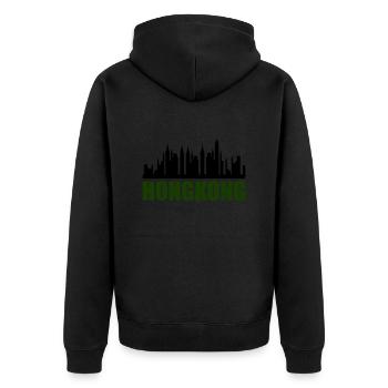 hongkong skyline - Unisex Premium Bio Zip Hoodie - Schwarz - Hinten - Nico (187cm)