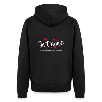 T'T Shirt / Ich liebe dich / Ich liebe dich / Ich liebe dich - Unisex Premium Bio Zip Hoodie - Schwarz - Hinten - Nico (187cm)