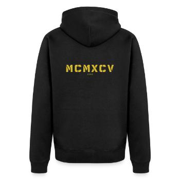 Römische Zahl Geburtsjahr Made in 1995 - Unisex Premium Bio Zip Hoodie - Schwarz - Hinten - Nico (187cm)