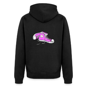 Chucks pink - Unisex Premium Bio Zip Hoodie - Schwarz - Hinten - Nico (187cm)