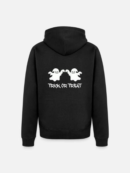 ghosts trick or treat - Unisex Premium Organic Zip Hoodie - black