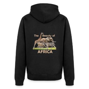 Girafe, Éléphant, Guépard, Zèbre, Faune africaine - Veste à capuche bio Premium Unisexe - noir - Dos - Nico (187cm)