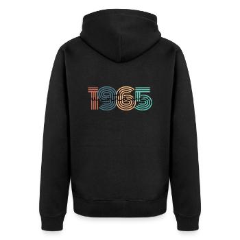 1965 Vintage Retro - Unisex Premium Organic Zip Hoodie - black - Back - Nico (187cm)