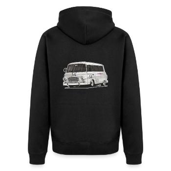 Barkas B1000 // Illustration - Unisex Premium Bio Zip Hoodie - Schwarz - Hinten - Nico (187cm)