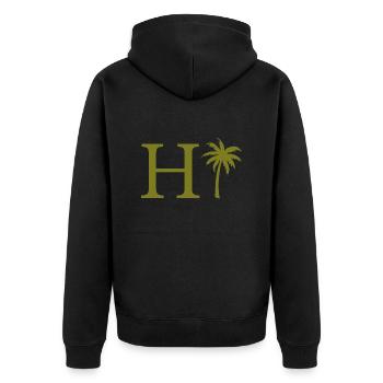 Lettre h vert Palm - Veste à capuche bio Premium Unisexe - noir - Dos - Nico (187cm)